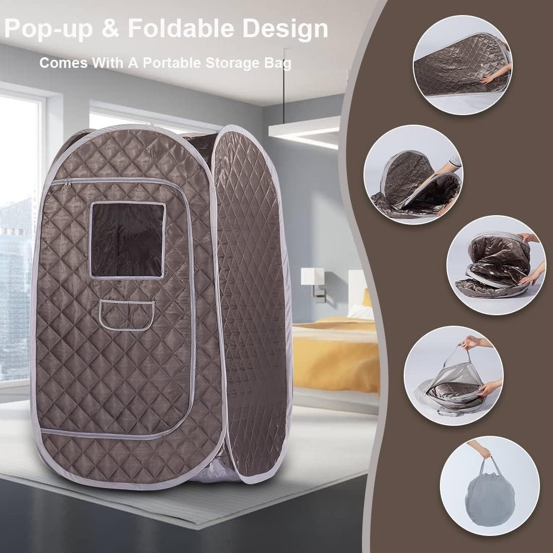 Portable Sauna Tent Foldable One Person Full Body Spa Detox Therapy Dark Grey