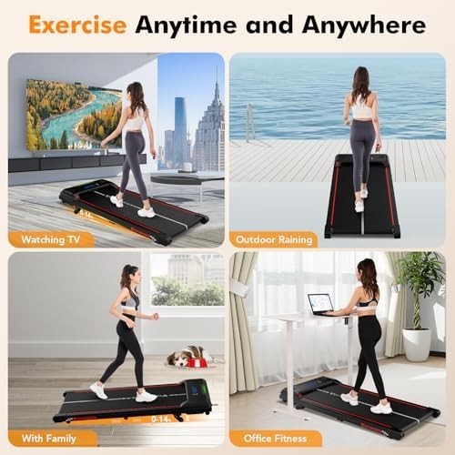 Portable Under Desk Walking Treadmill 0-14% Incline 6KM/H Home Office Gym