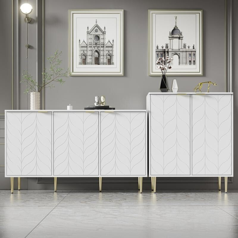 Modern White 2 Door Sideboard Cabinet with Gold Legs – 75x40x90cm Storage