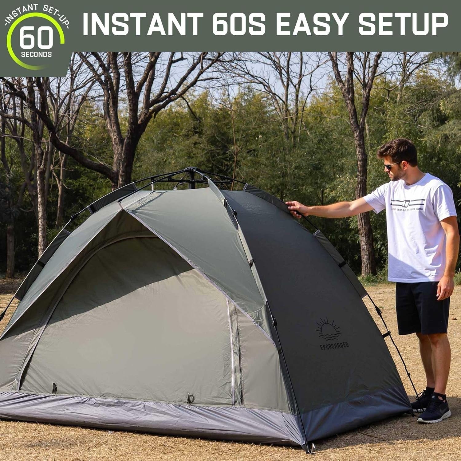2 Man Pop Up Camping Tent Waterproof Double Layer with Carry Bag