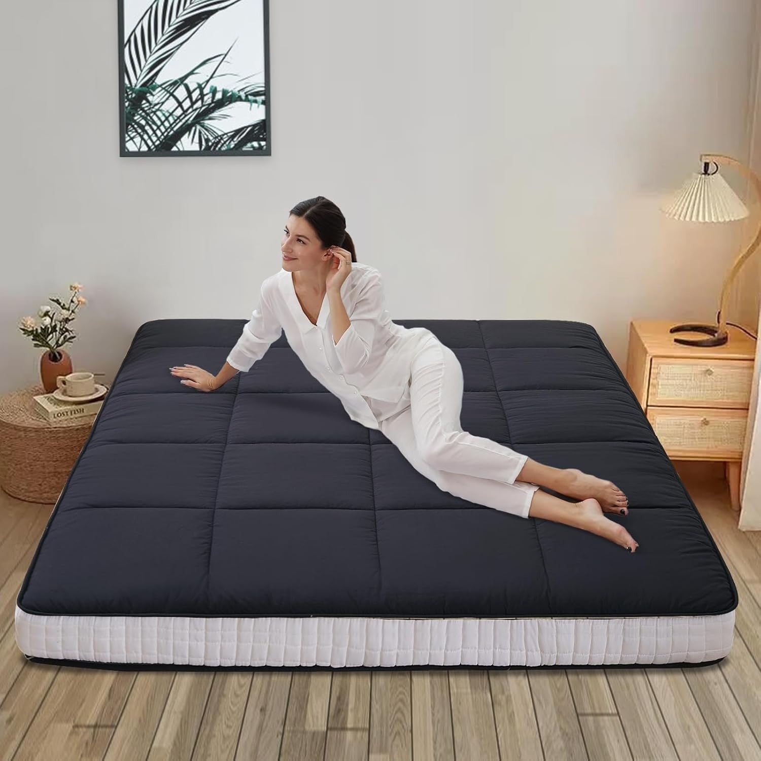 10cm Thick Japanese Roll-Up Futon Mattress | Foldable Tatami Bed & Guest Mat