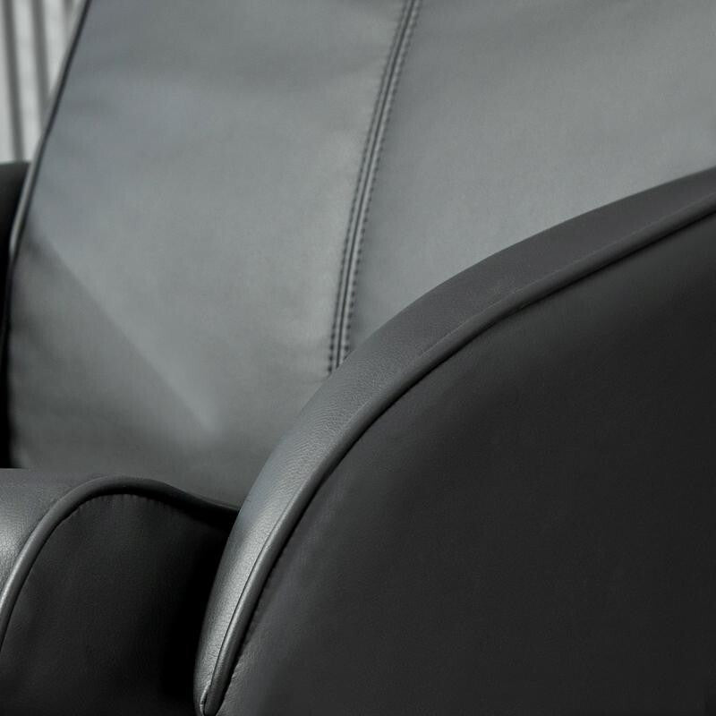 Black Recliner Armchair Chair w/ Footstool Faux Leather Swivel Lounge Set