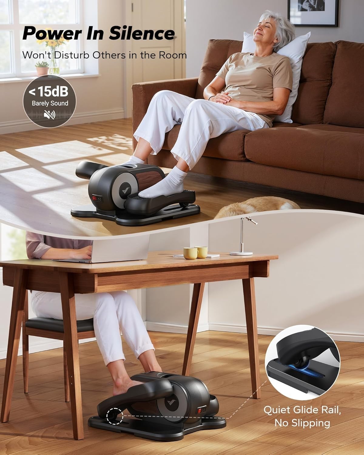 Under Desk Elliptical, 12-Speed Seated Pedal Exerciser, Quiet, Portable