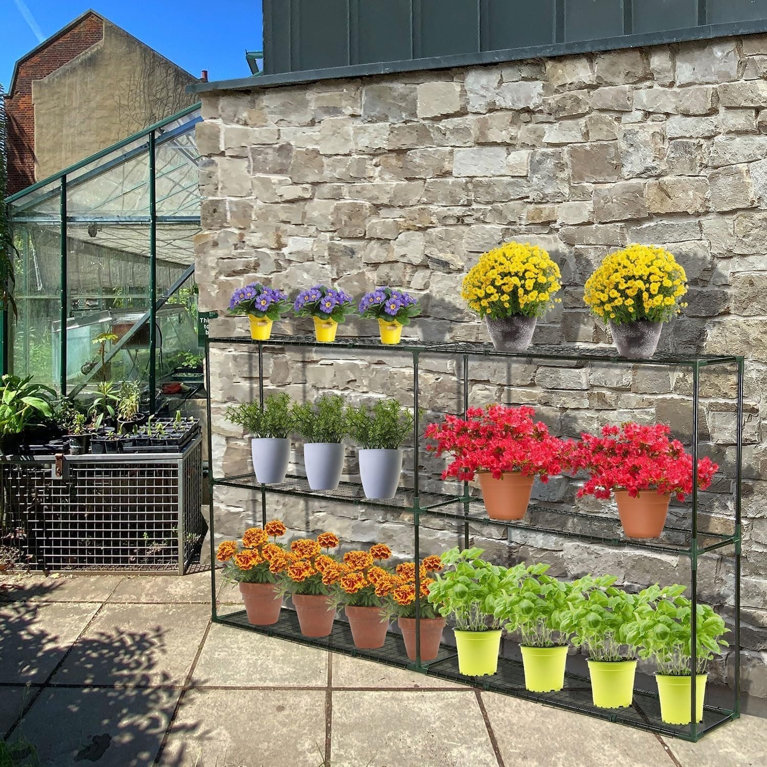 6-Tier Greenhouse Metal Shelving Rack for Plants Pots & Trays 222×30×114cm