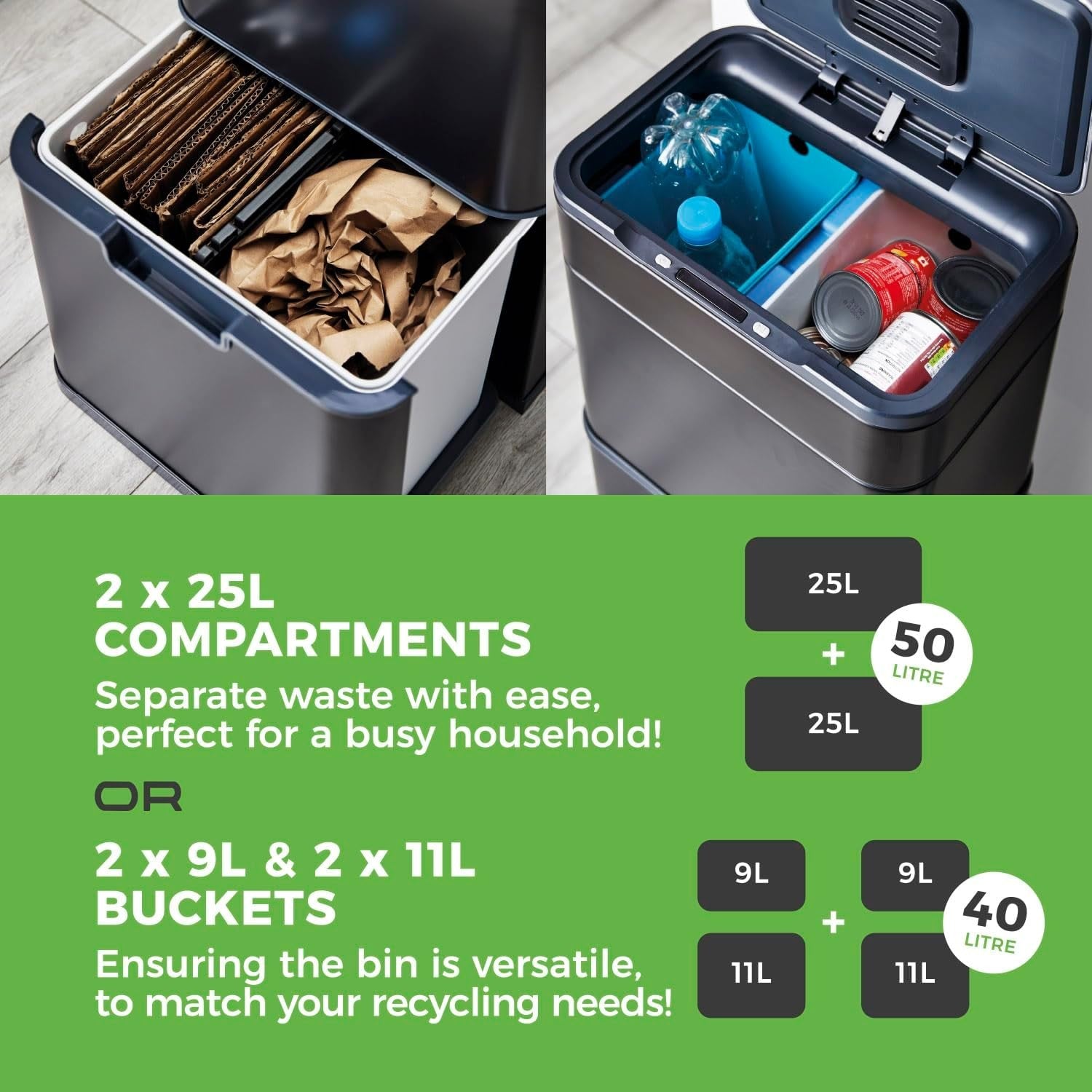 50L Touchless Recycling Bin | Automatic Sensor Trash Can with Filter