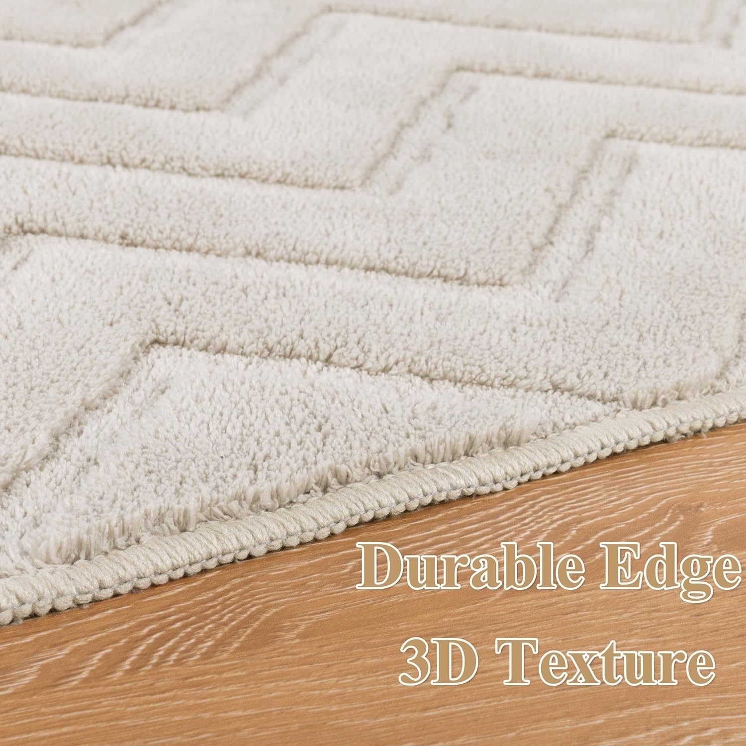 Beige Large Area Rug 160x230cm Washable Non Slip Soft Low Pile Living Room