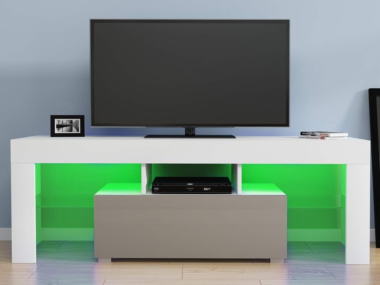 51" LED TV Stand Cabinet Glass Shelves Storage Drawer for 32-55" TVs