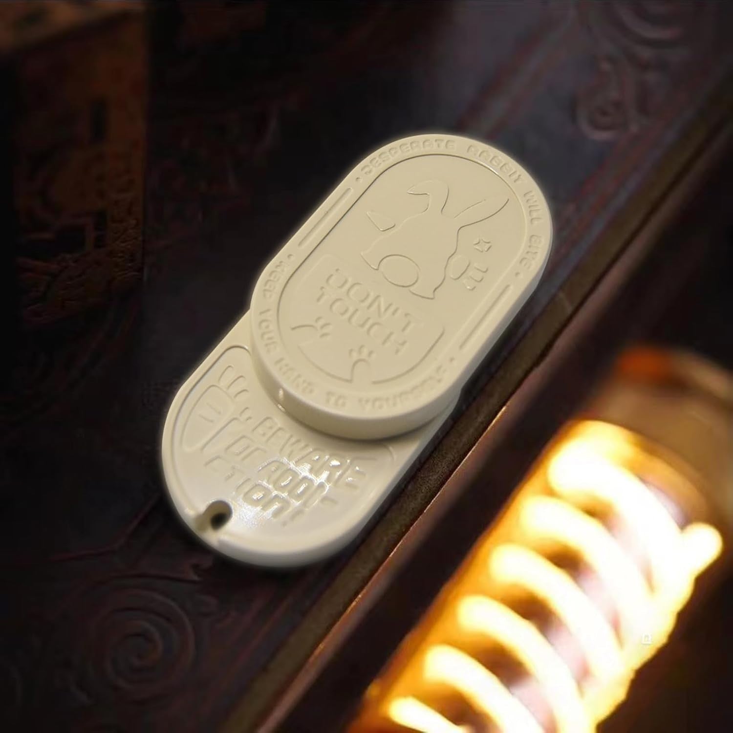 White Accent Rabbit Fidget Slider Stainless Steel EDC
