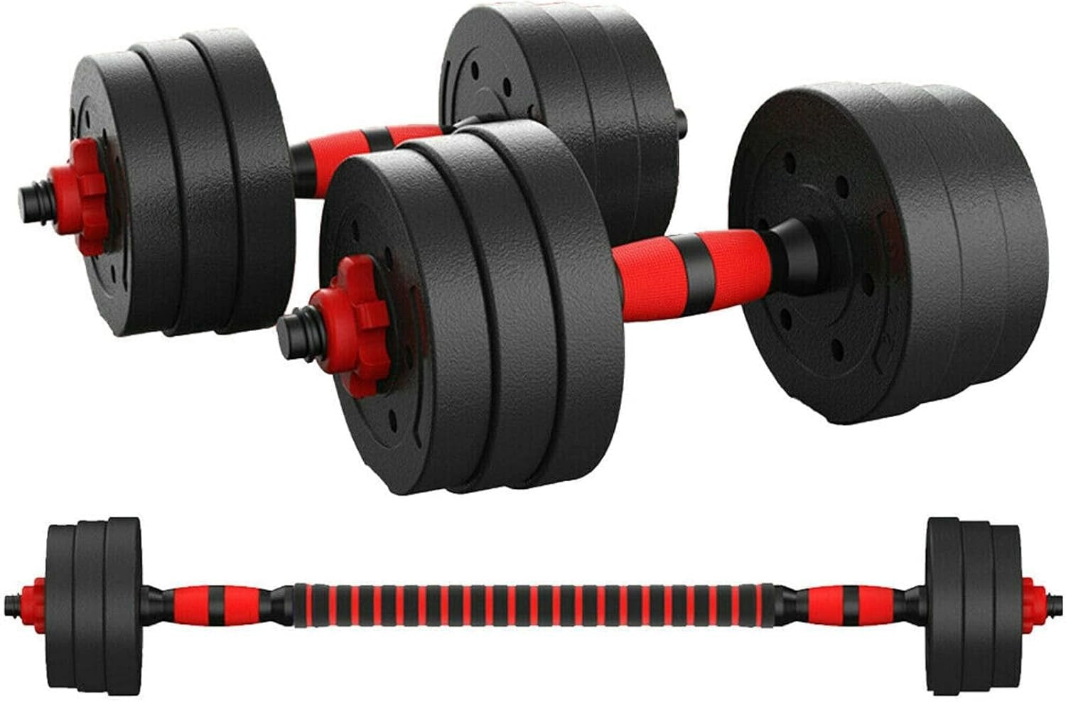 30KG Adjustable Dumbbell & Barbell Set Cast Iron Free Weights Home Gym