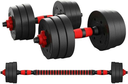 30KG Adjustable Dumbbell & Barbell Set Cast Iron Free Weights Home Gym