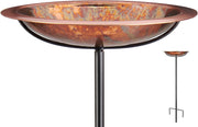13” Copper Bird Bath on Stake | Garden Bowl Water Feature Outdoor Decor