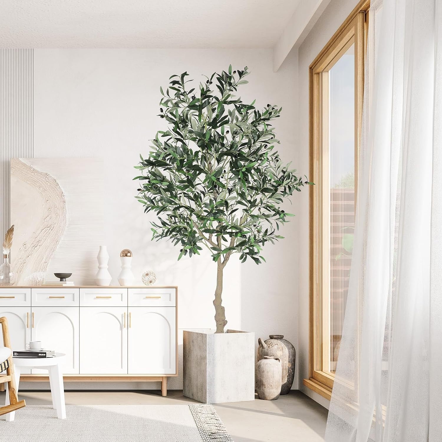 7FT Artificial Olive Tree Tall Faux Silk Plant Potted Indoor Outdoor Home Decor