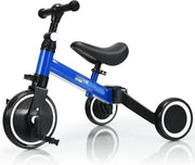 3 In 1 Toddler Tricycle Balance Bike Baby Walker Adjustable Blue 1-4Y