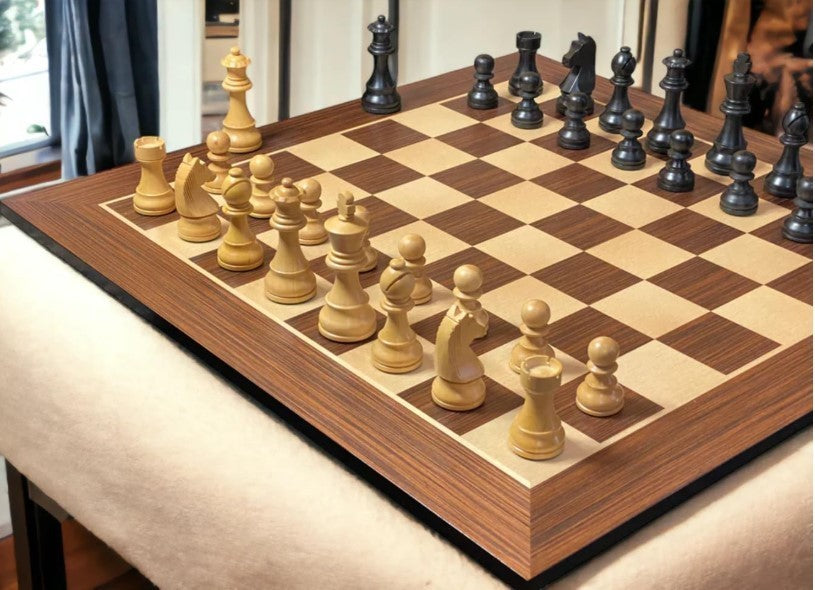 Luxury 3.75" Ebonised Chess Set with 20" Wenge Board & Storage Box