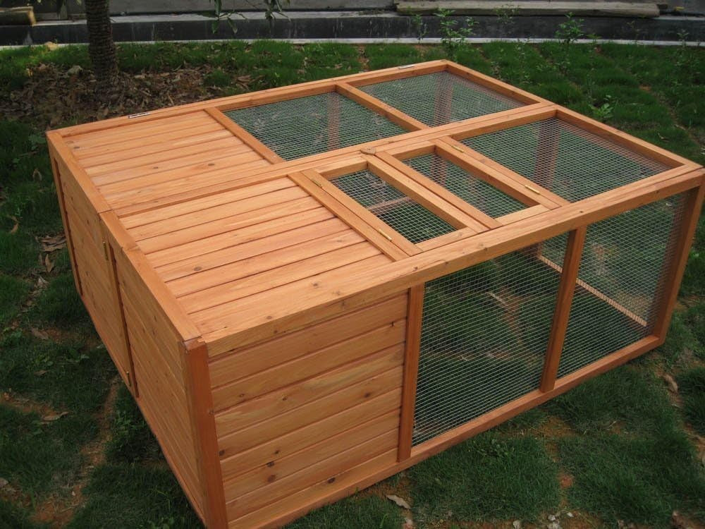 48in Folding Rabbit Run Hutch Outdoor Wooden Shelter Secure Enclosure