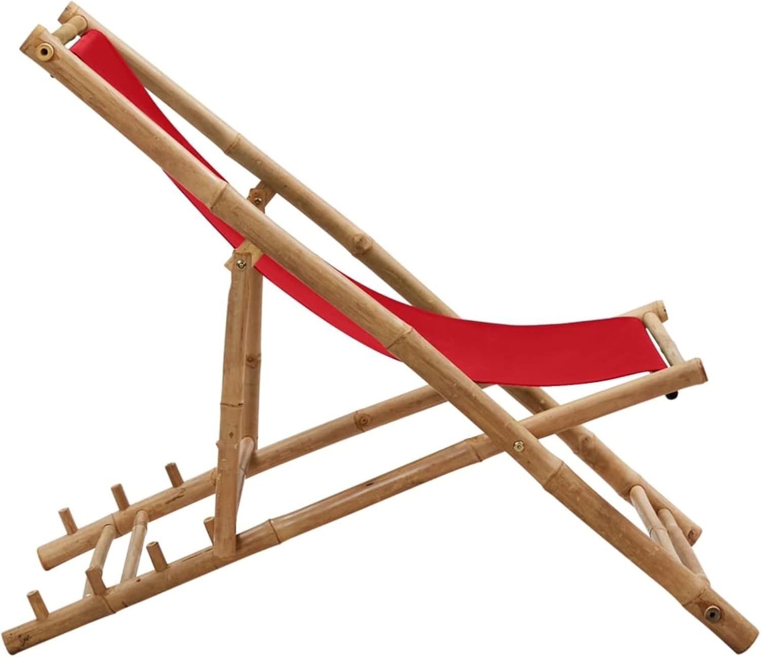 Adjustable Bamboo Deck Chair with Canvas Seat | Foldable Outdoor Lounger