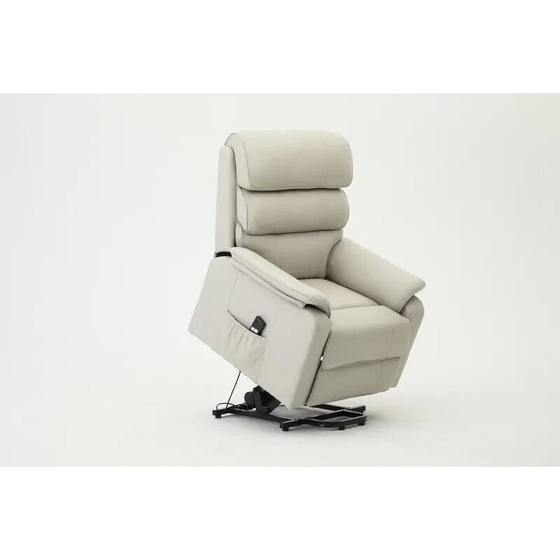 Electric Riser Recliner Armchair Lift Chair Light Grey Faux Leather Sofa