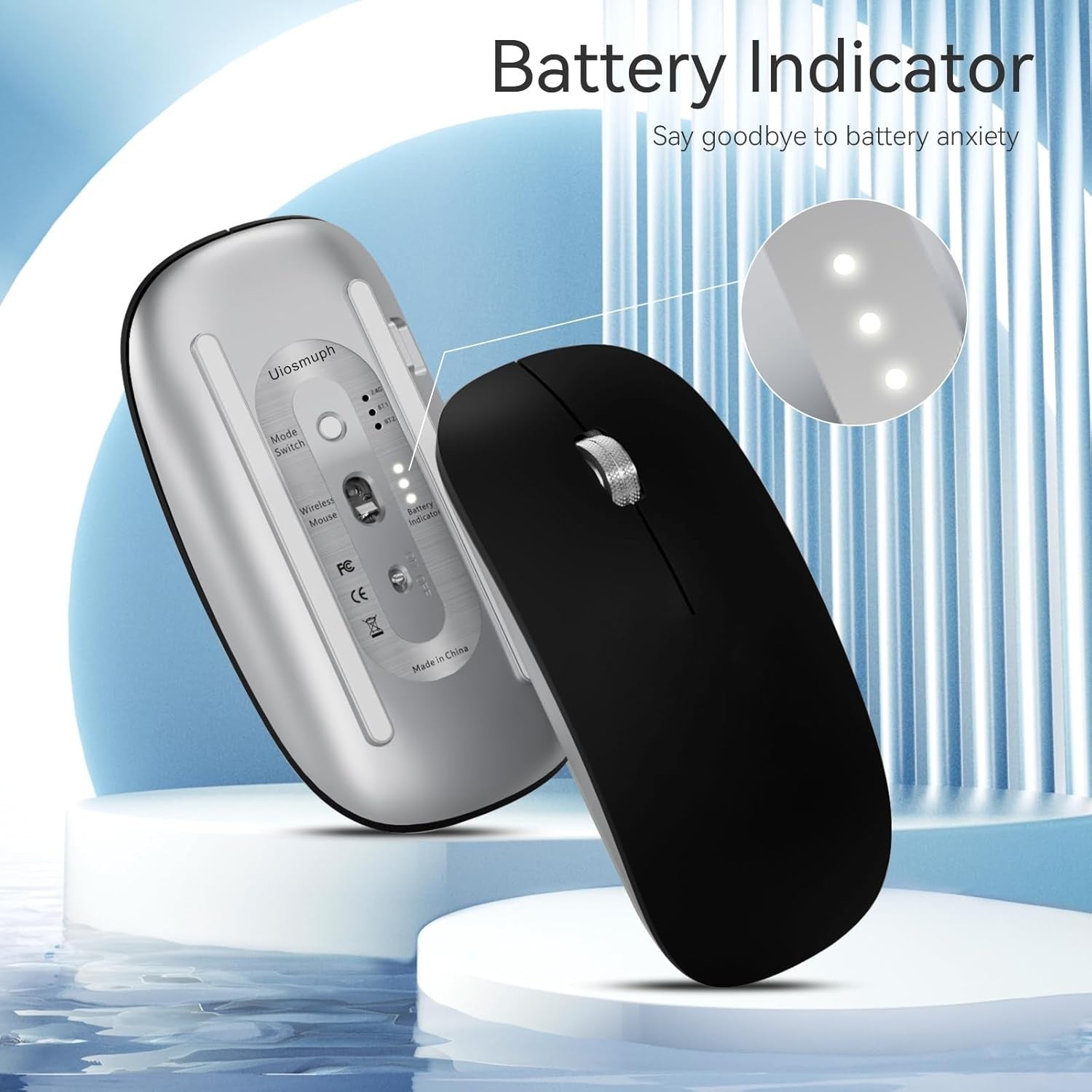Ultra Slim Silent Bluetooth Mouse Triple Mode Ergonomic Rechargeable Laptop