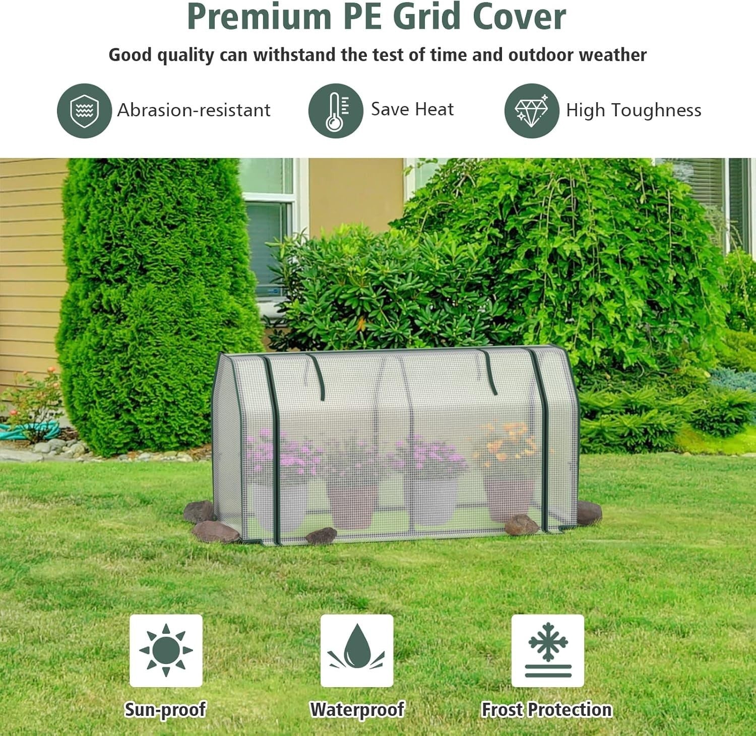 Mini Greenhouse Tunnel with PE Cover & Steel Frame for Plants Herbs Veg