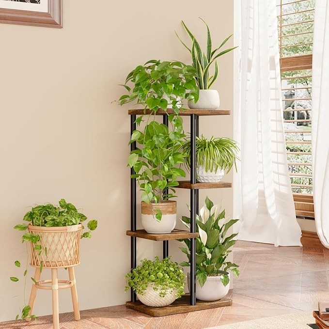 4 Tier Metal Plant Stand Indoor Outdoor Corner Flower Shelf Display Rack