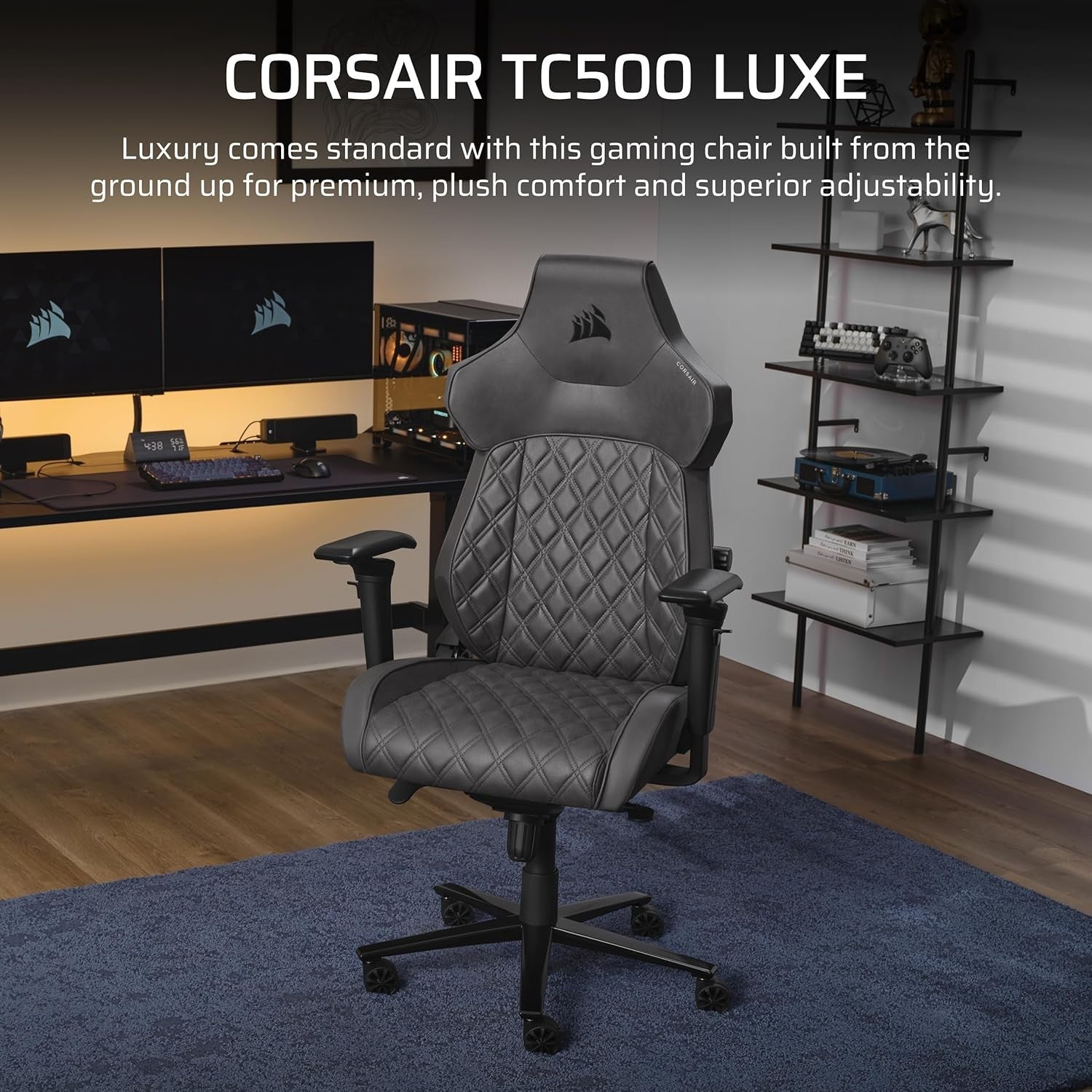 Premium Fabric Gaming Chair Wide Seat 5D Armrests 160° Recline