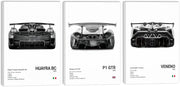 Black White Supercar Canvas Wall Art 3Pcs 16x24in Framed