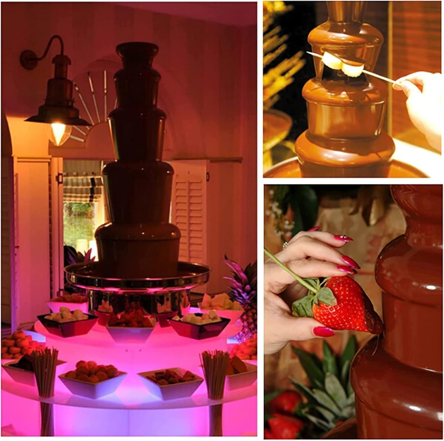 Electric Chocolate Fountain 3 Tier Stainless Steel Fondue Machine