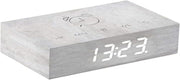 White Birch Wood Digital Alarm Clock LED Display Touch Control Minimalist