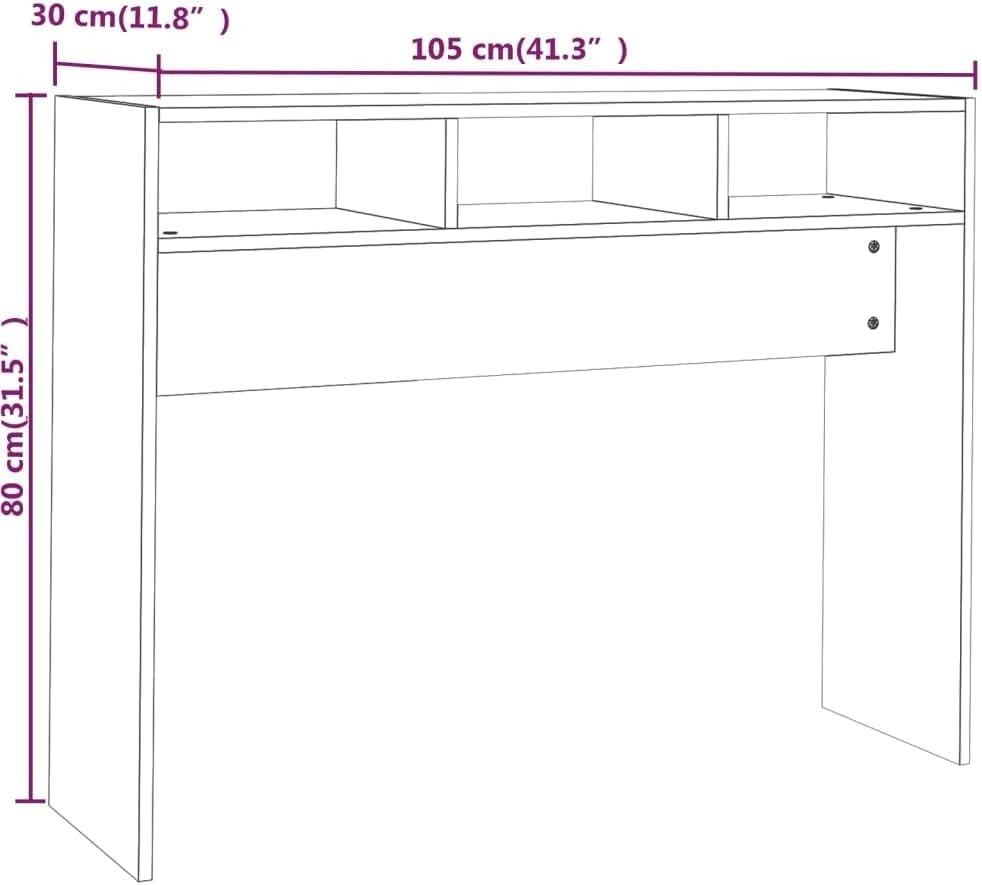 Modern Concrete Grey Console Table with Storage Shelves – 105x30x80cm