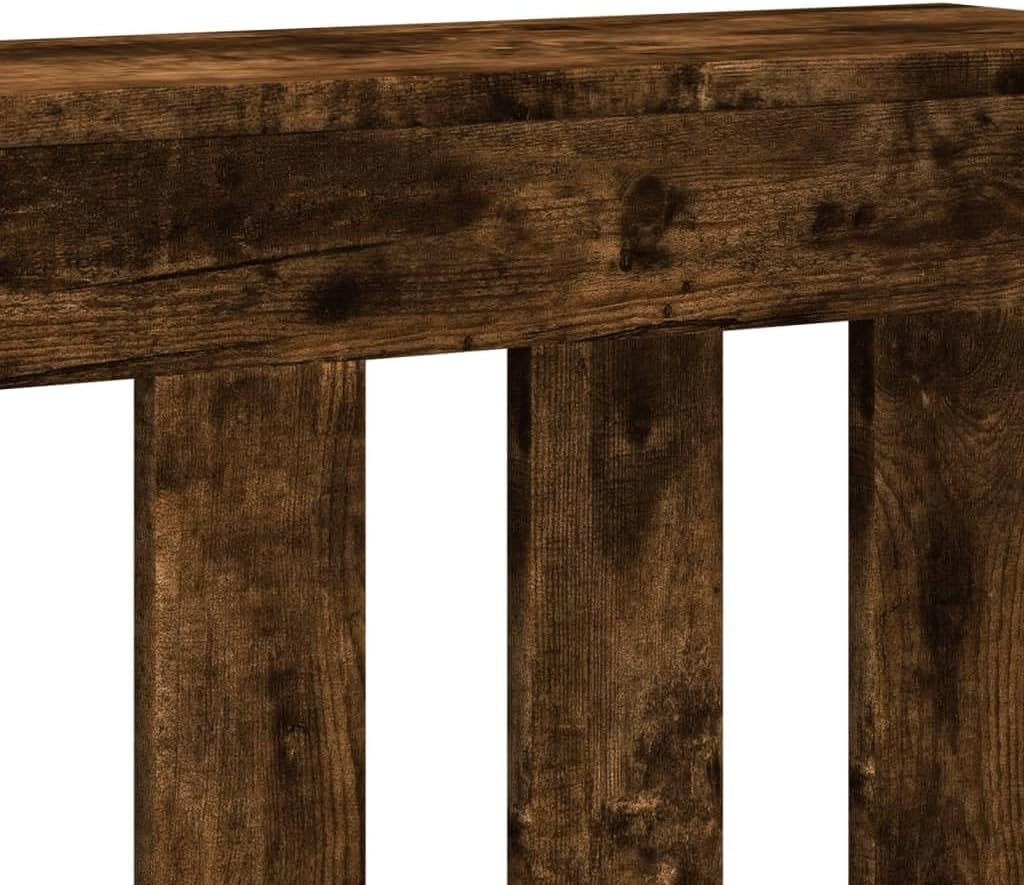 Smoked Oak Radiator Cover Shelf | Modern Slatted MDF Cabinet 175x20x82cm