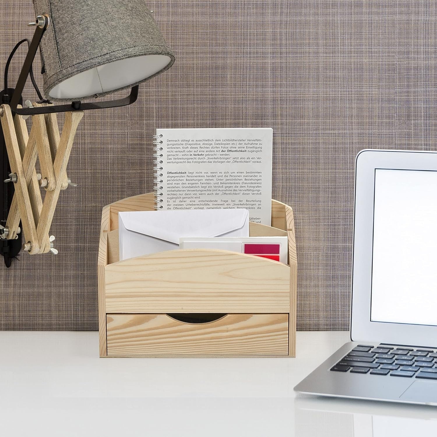Wood Desk Organiser with Drawer & Removable Divider – Office Storage