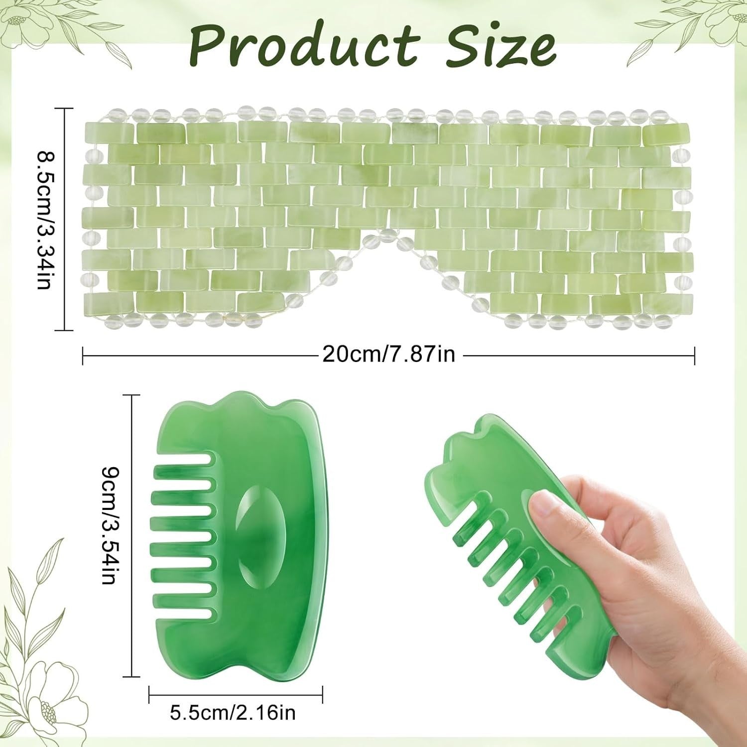 Jade Eye Mask & Gua Sha Scalp Comb Set Cooling Spa Kit