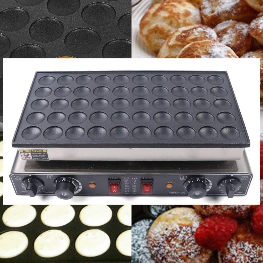 Electric Mini Dutch Pancake Maker 50PCS Non-Stick Waffle Iron 1700W Fast Heating