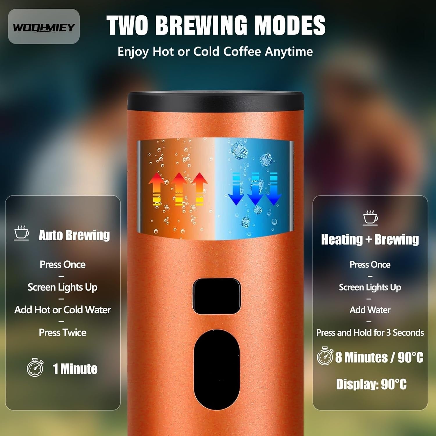 Portable Self-Heating Espresso Maker 15Bar Travel Capsule