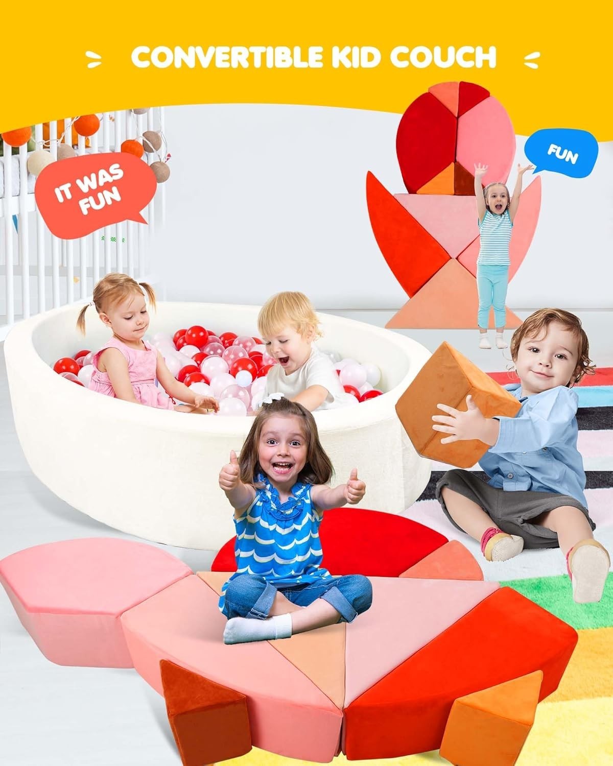 Modular Kids Egg-Shaped Play Sofa with Ball Pit – Soft, Creative Fun