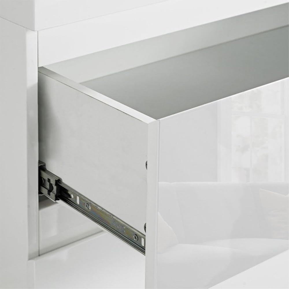 White Gloss 6 Drawer Chest Modern Wide Storage Unit for Bedroom Office