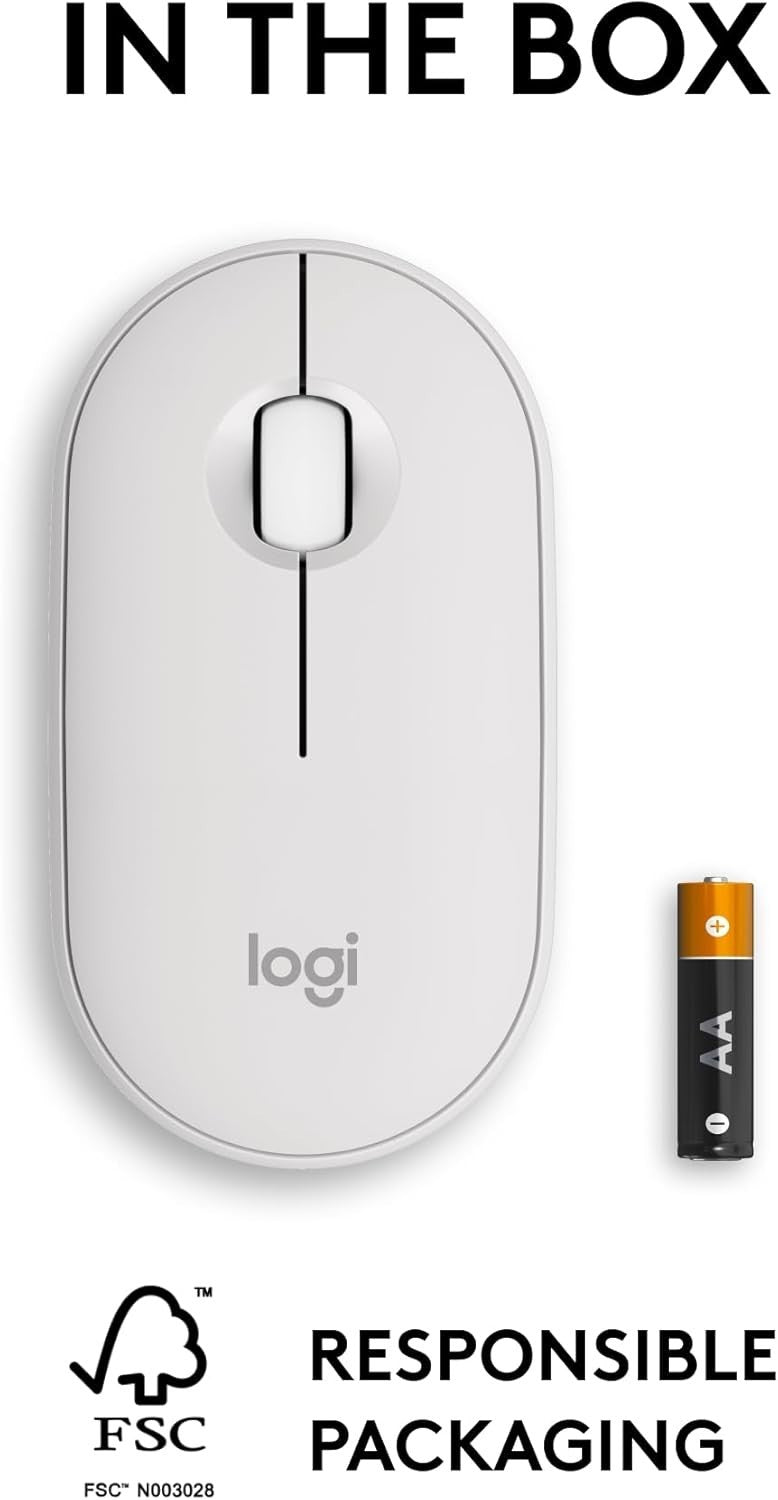 White Bluetooth Wireless Mouse Silent Click Ultra Slim Lightweight Office Travel