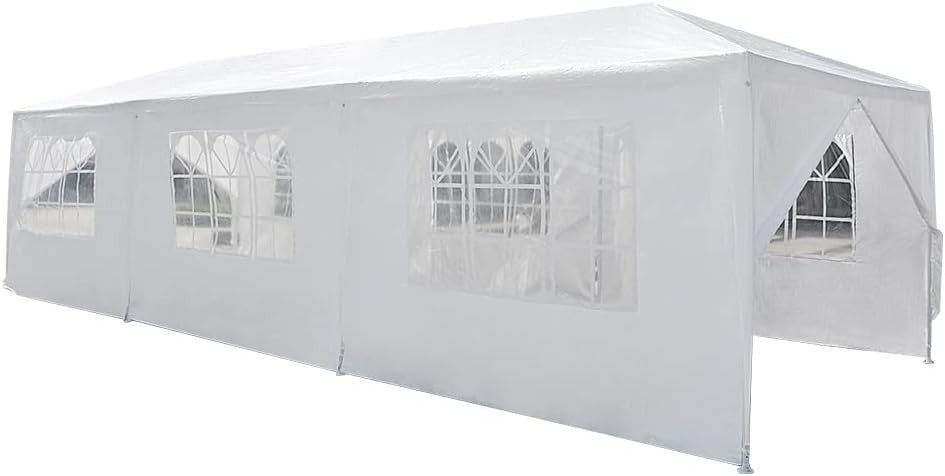 3x9M PE Garden Gazebo Party Tent Marquee Outdoor Wedding Canopy White