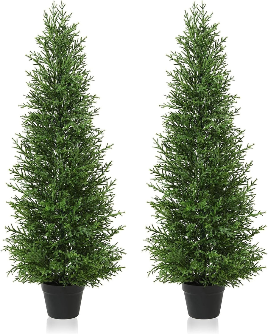 120cm Artificial Cypress Trees 2 Pack UV Resistant Outdoor Garden Porch Decor
