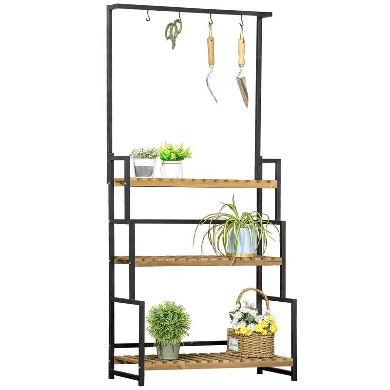 Tall Plant Stand with Hooks – Stylish Vertical Display for Any Space