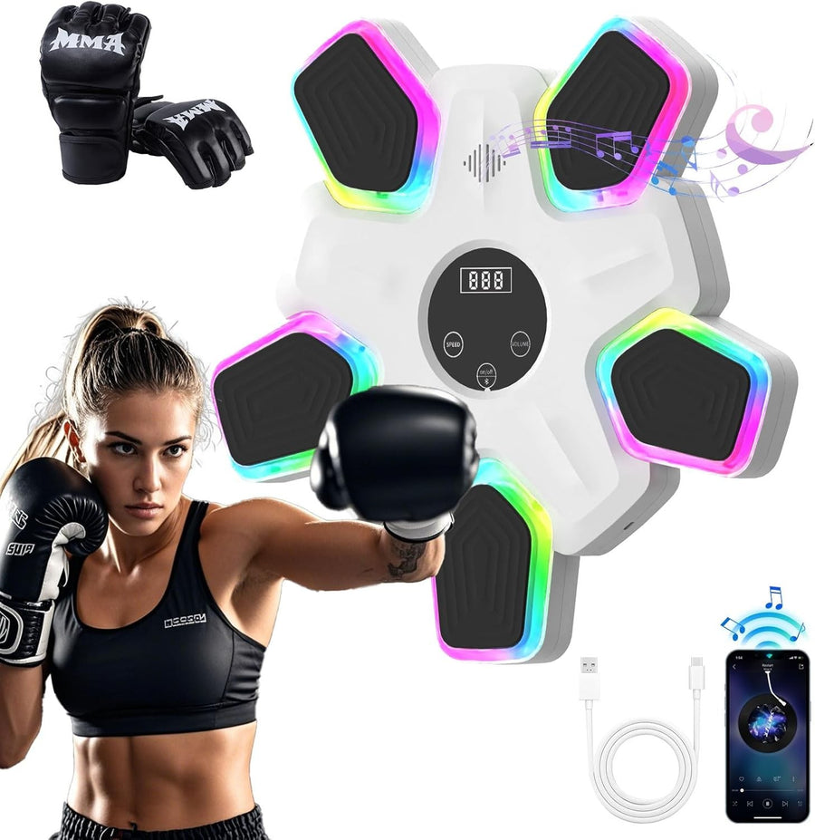 Music Boxing Machine Bluetooth LED Punch Pad Wall Mount Smart Home Trainer