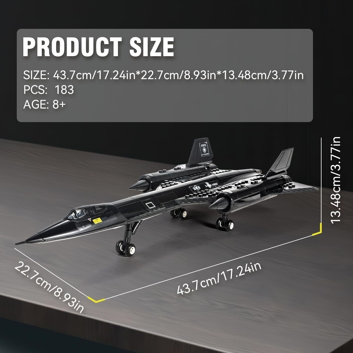 SR71 Blackbird Jet Model Kit 183pcs | Air Force Toy Gift for Kids & Adults