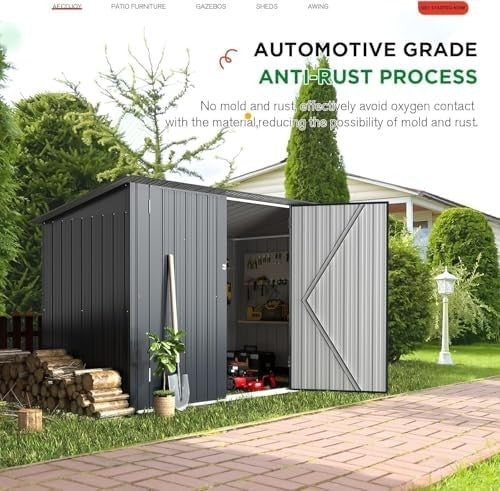 Lockable Metal Bike Shed Galvanised Steel Waterproof Outdoor Storage Unit 7x1ft