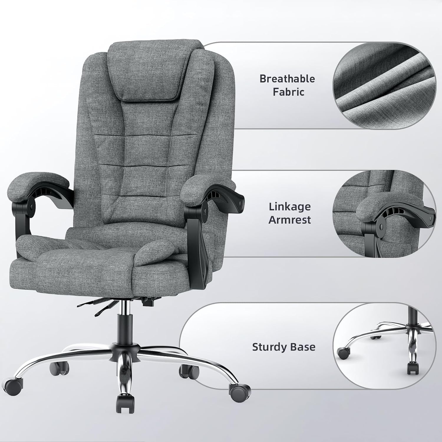 Ergonomic Office Chair Mesh High Back Desk Seat Adjustable Height Swivel Dark Gr