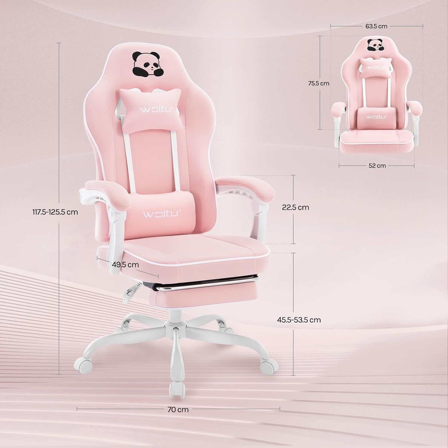 Ergonomic Gaming Chair w/ Pocket Spring Cushion Footrest 150kg Pink
