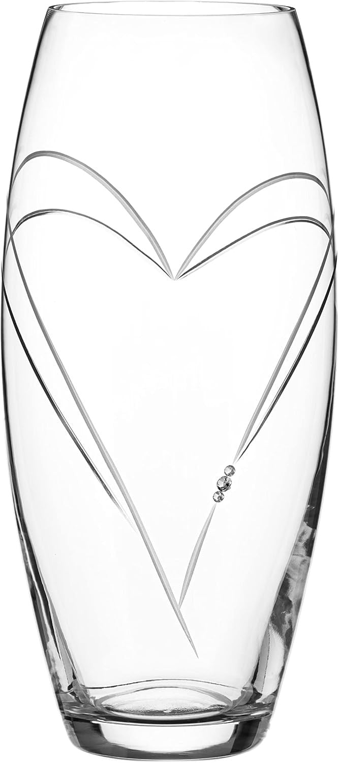 Crystal Heart Vase 30cm Luxury Glass Flower Vase Wedding Gift Centrepiece