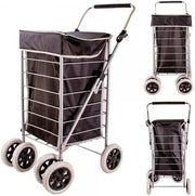 6 Wheel Swivel Shopping Trolley 57L Bag Adjustable Handle Foldable