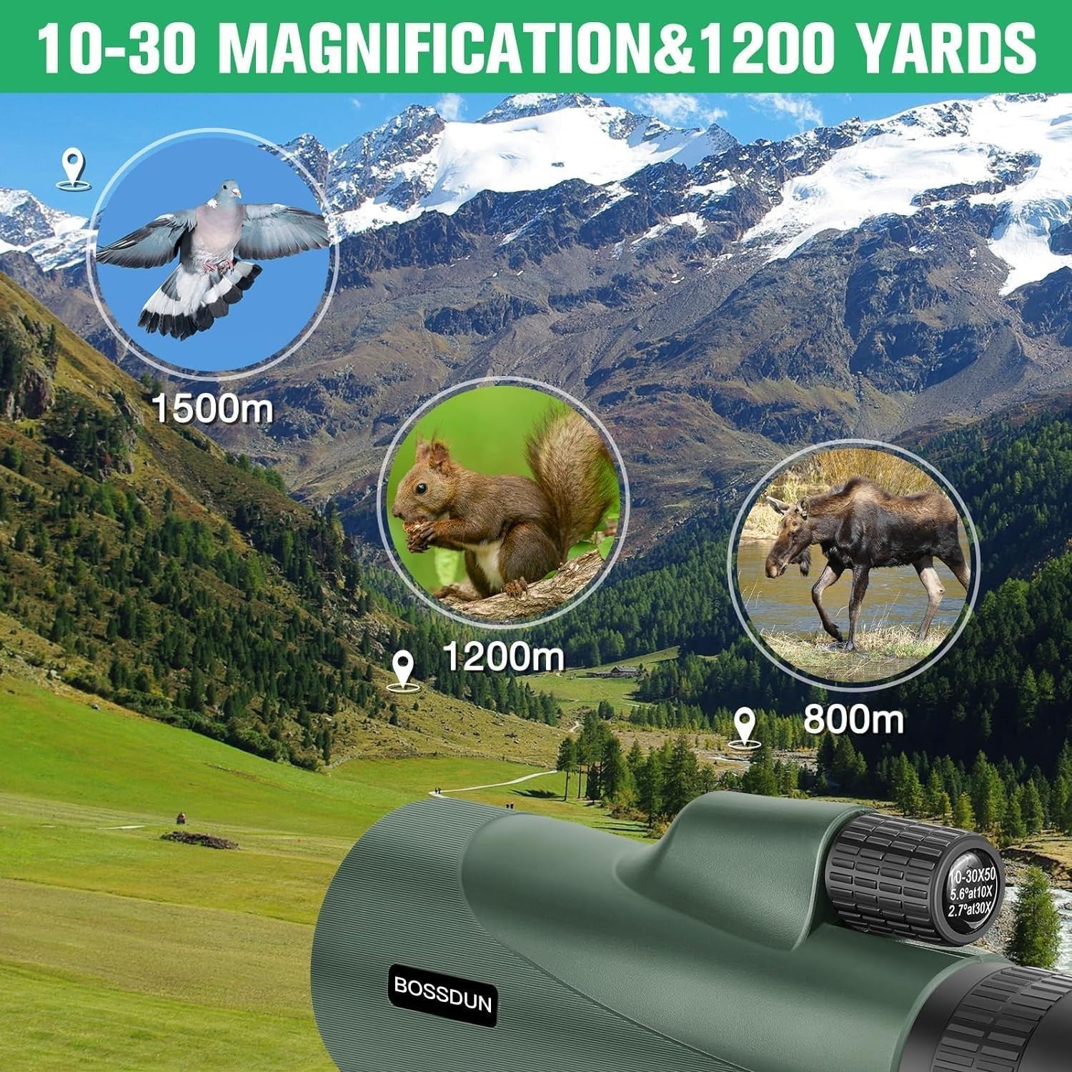 10-30x50 High Power Zoom Monocular HD BAK4 Prism + Tripod & Phone Adapter