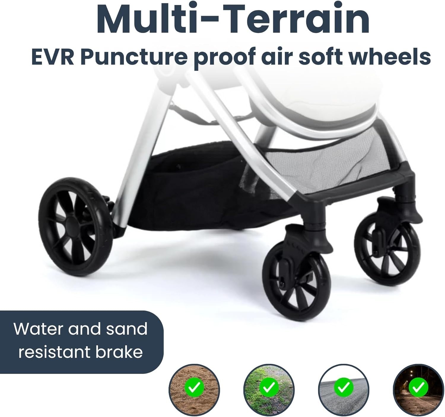Silver 2 in 1 Baby Pram Pushchair Lightweight Foldable Carrycot
