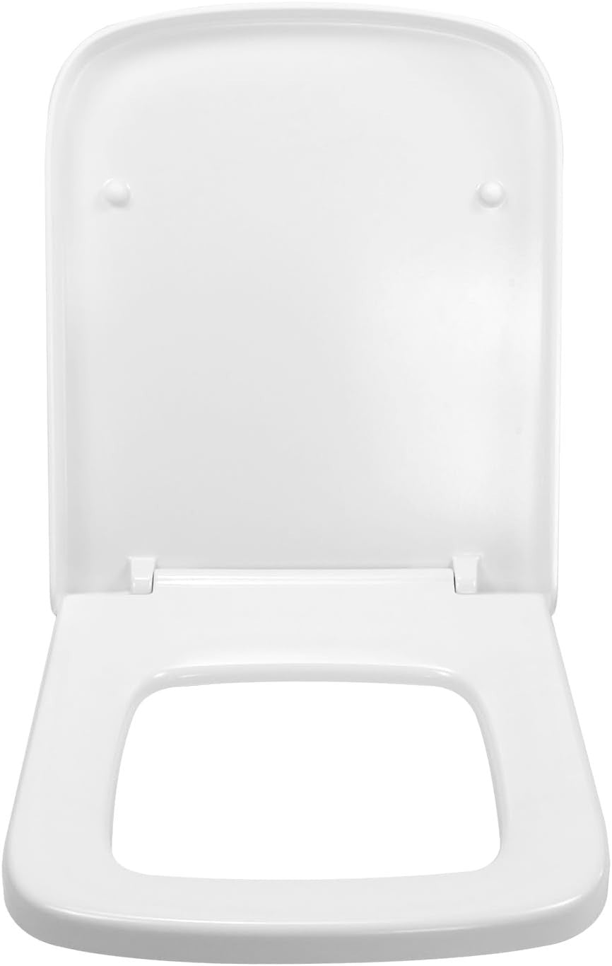 Square Soft Close Toilet Seat White Duroplast Quick Release Top Fix Easy Clean